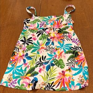 Tropical Floral Tank Swimsuit Dress - Bright Multi